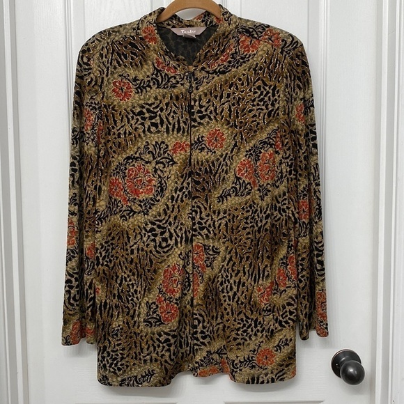 TanJay Vintage Women's Zip Up Jacket Animal Print Size Large - Picture 1 of 13